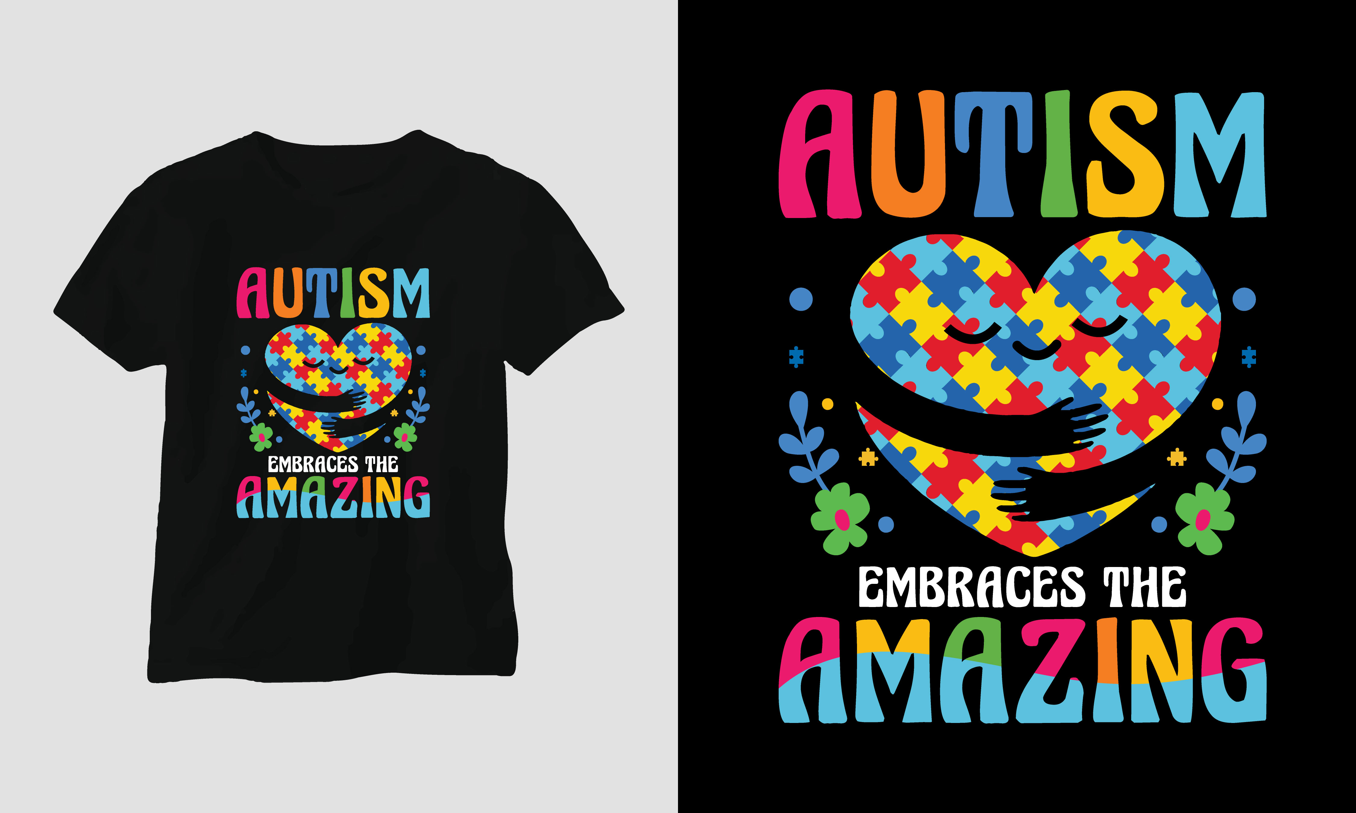 Autism Embraces the Amazing T-shirt preview image.