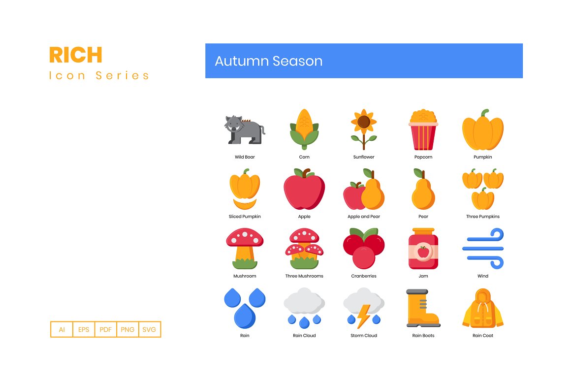 autumn season icons rich cm 2 394