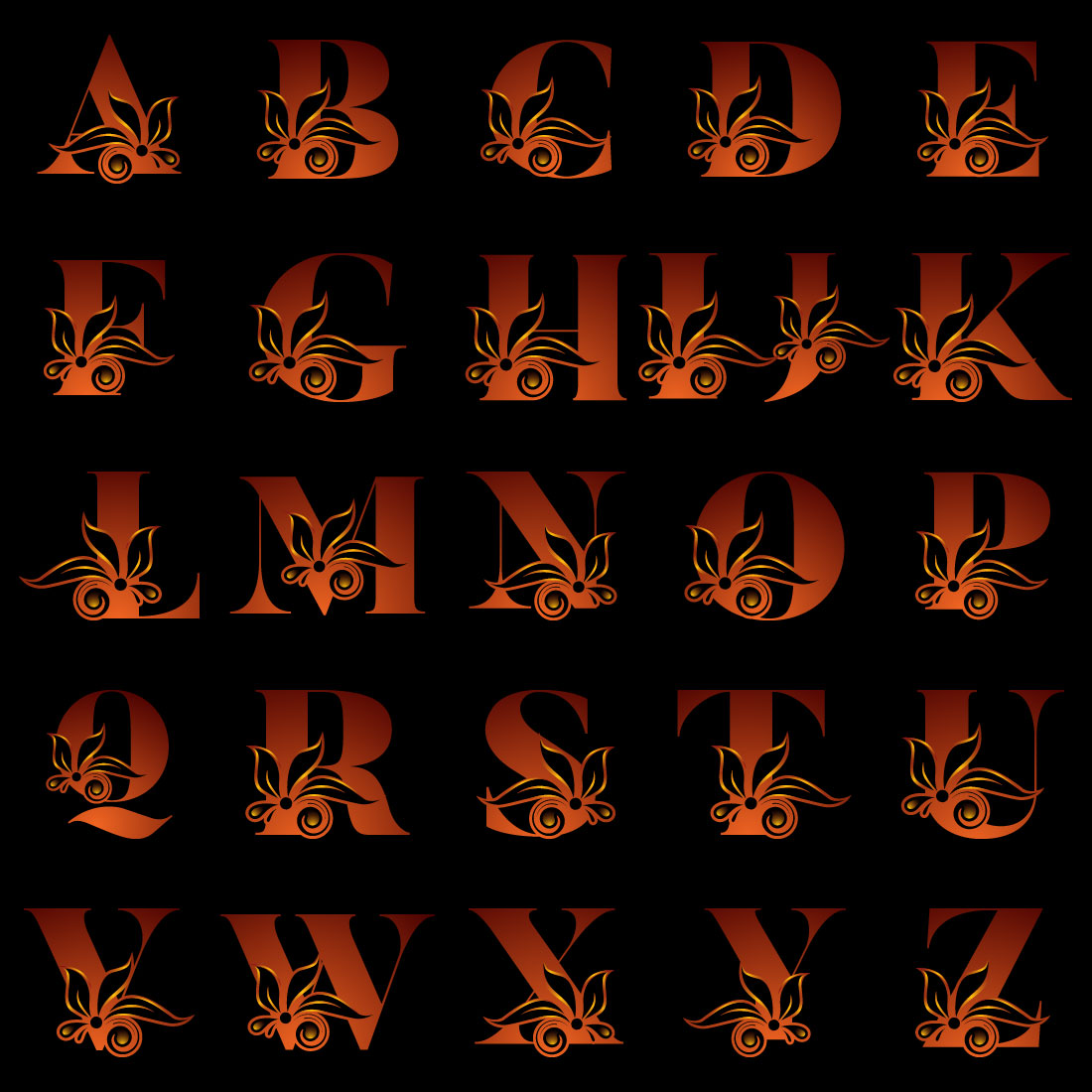 Image of alphabet letters in floral design