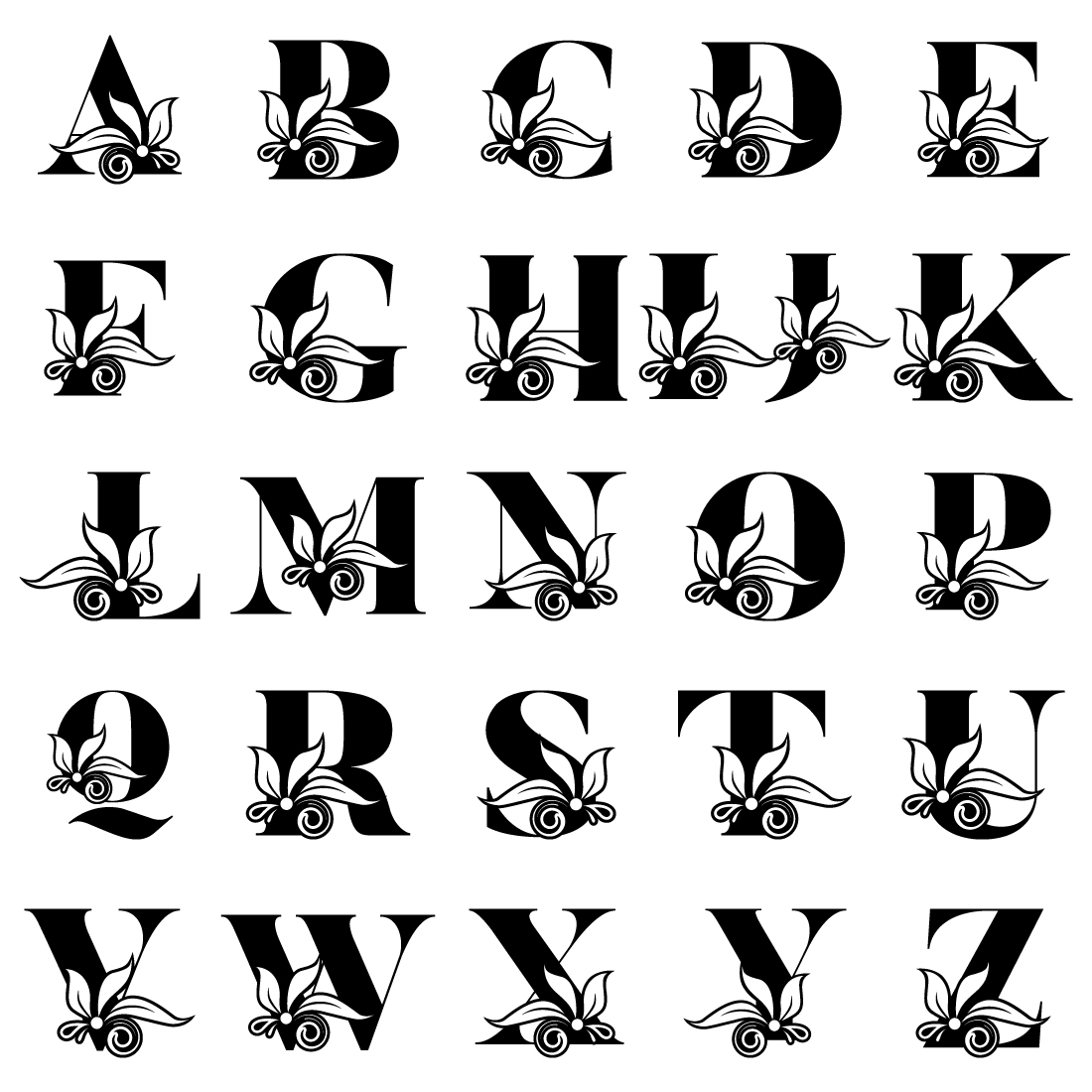Wonderful image of the letters of the alphabet in a floral design