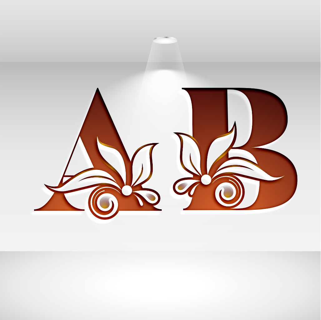 Charming image of the letters AB in a floral design