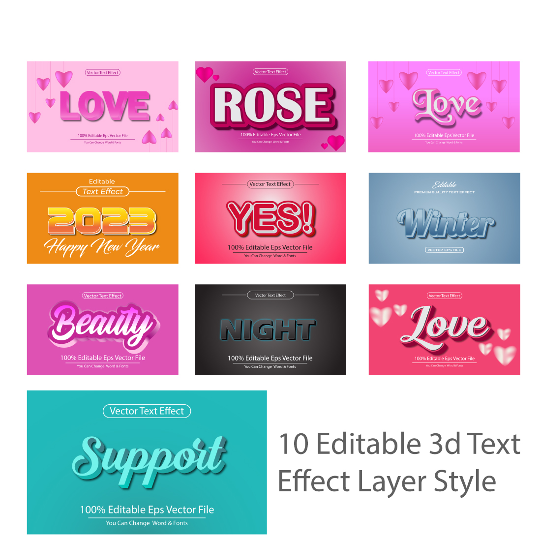 10 Editable 3D Text Effect Layer Style main image.
