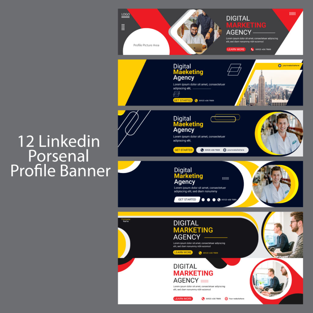 12 LinkedIn background banner design - MasterBundles