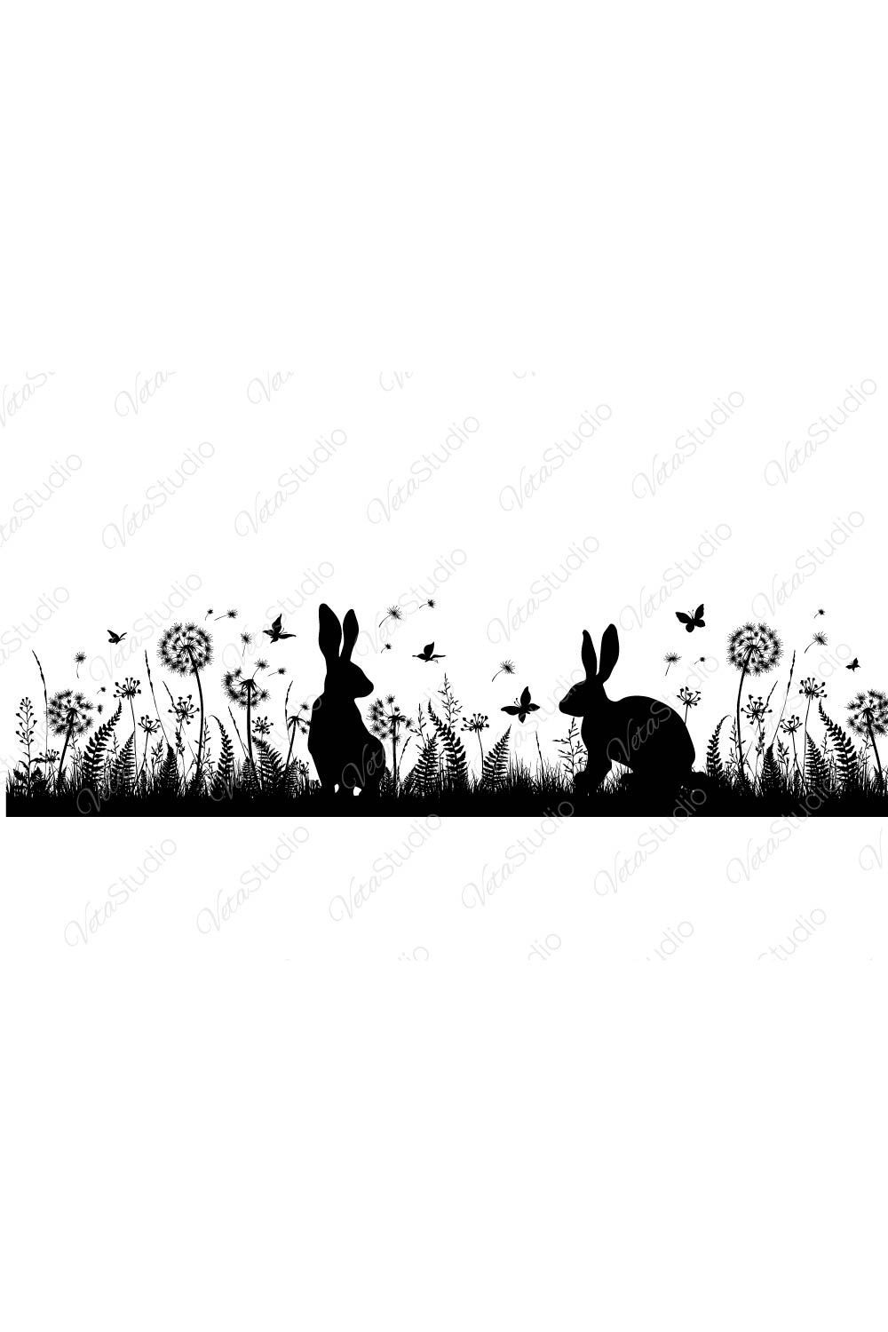 Floral Background With Rabbits pinterest image.
