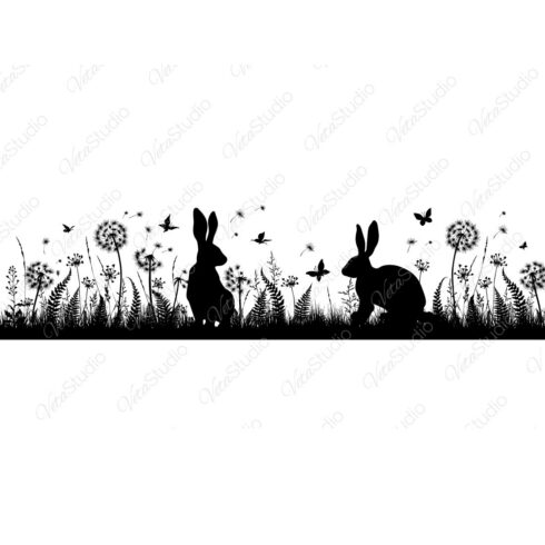 Floral Background With Rabbits main image.