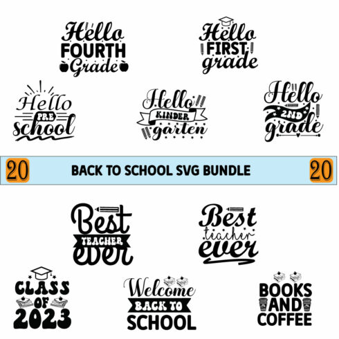 Back to School Bundle SVG image cover.
