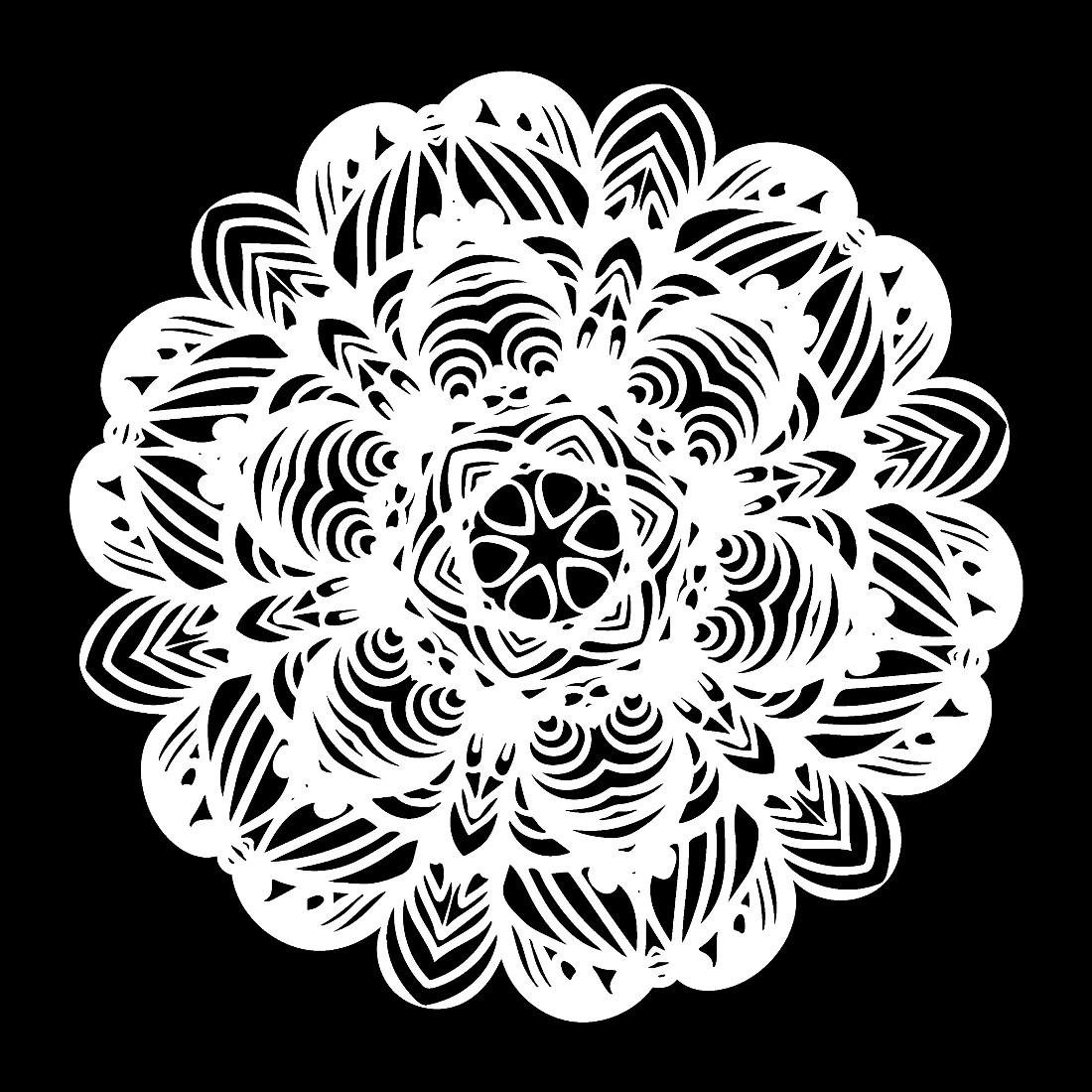 White Decorative Snowflake Cut File SVG.