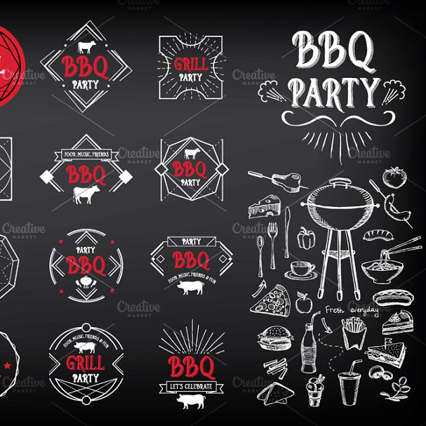 Bbq party badges main cover.