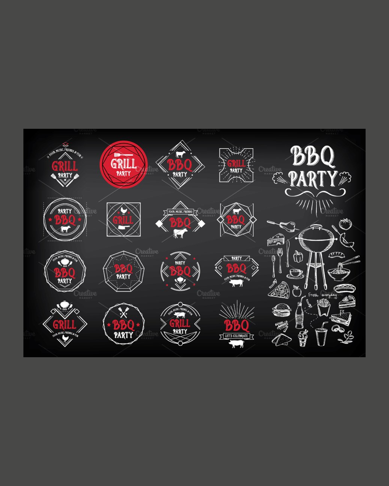 Bbq party badges pinterest image.