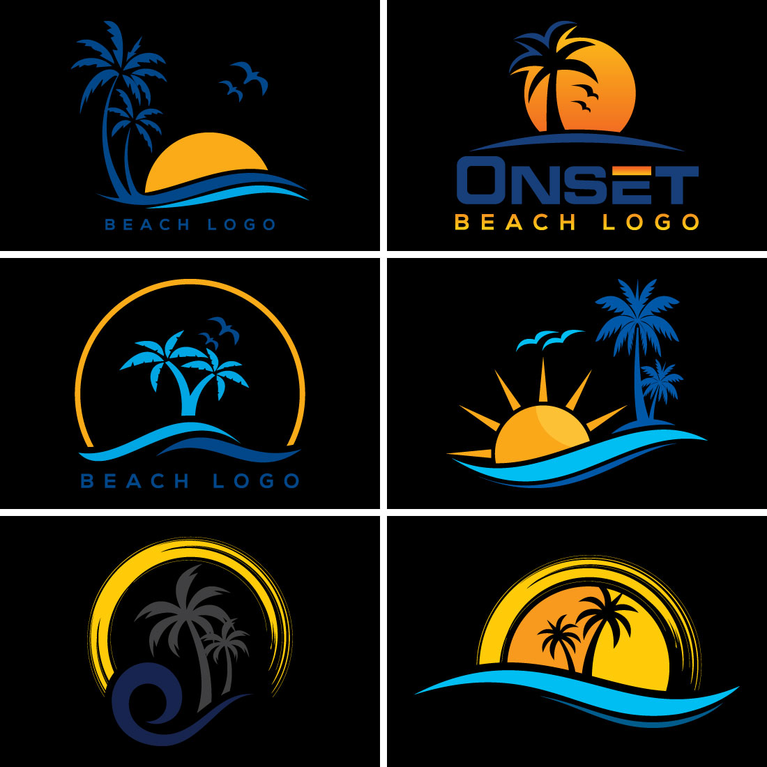 Simple Modern Unique Tropical Beach Logo Vector Illustration cover image.