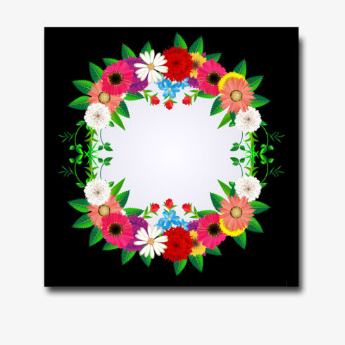 Beautiful Realistic Circle Flowers Bunch Card Design Vector on White and Black Color main cover.
