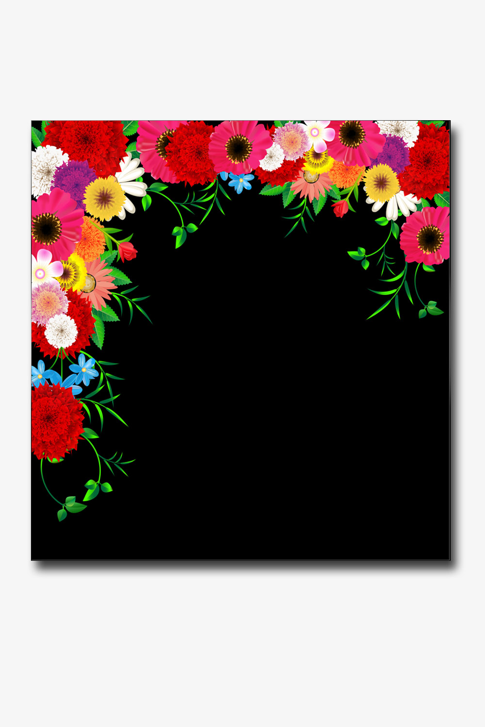 beautiful realistic flowers bunch card design vector on black color 30