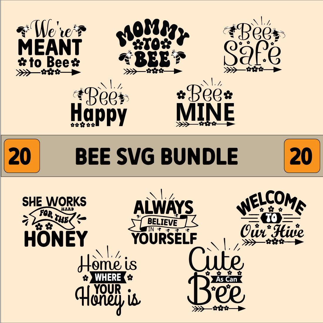Bee SVG Design Bundle cover image.