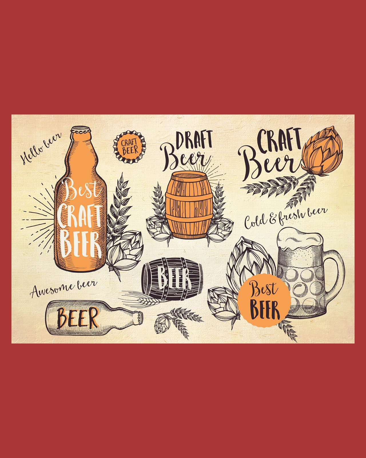 Beer doodle elements pinterest image.