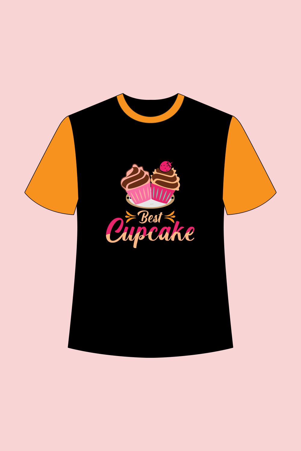 Cupcake Illustration Vector T-shirt Design pinterest image.