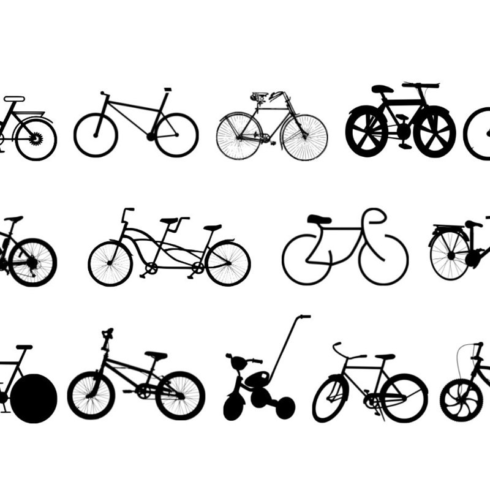Bicycle silhouette vector main image preview.