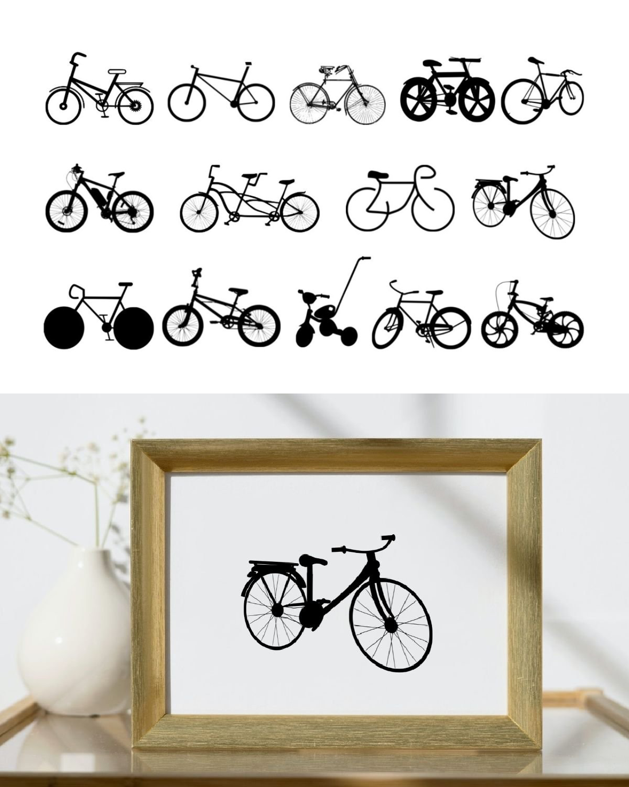 bicycle silhouette vector pinterest image preview. 380