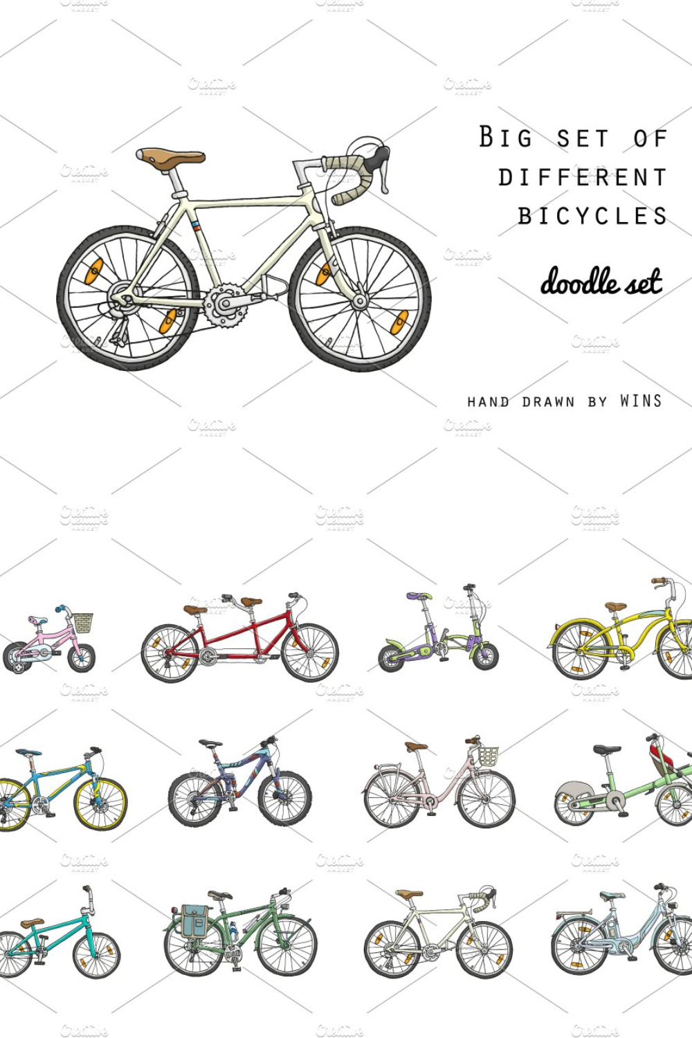 Big Set Of Different Bicycles - Pinterest.
