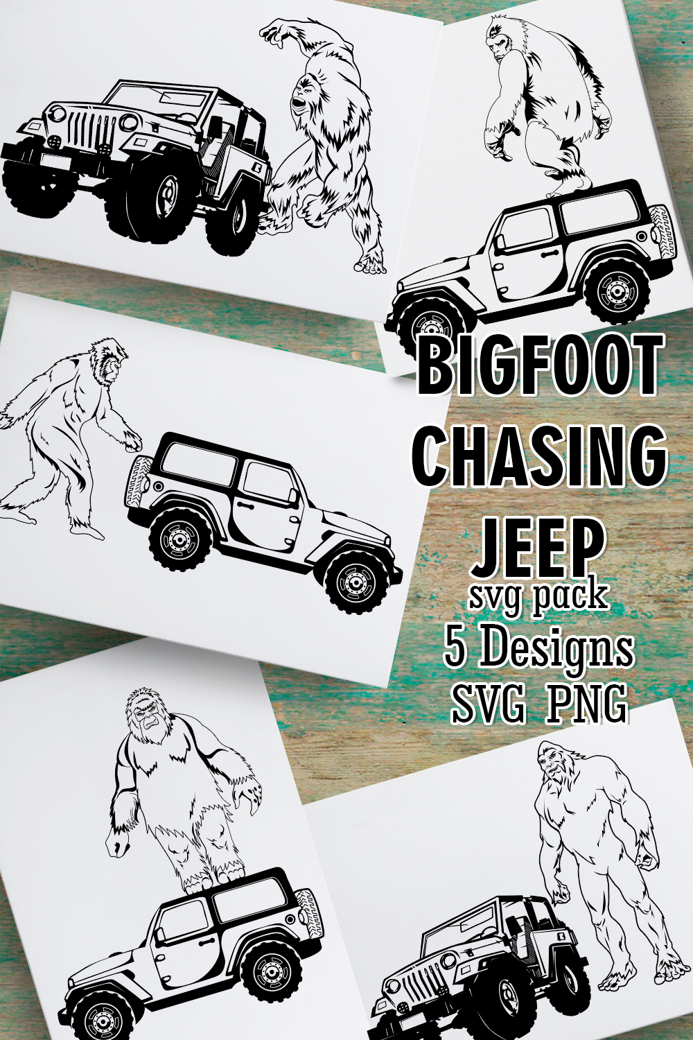 Bigfoot Chasing Jeep Svg - Pinterest.