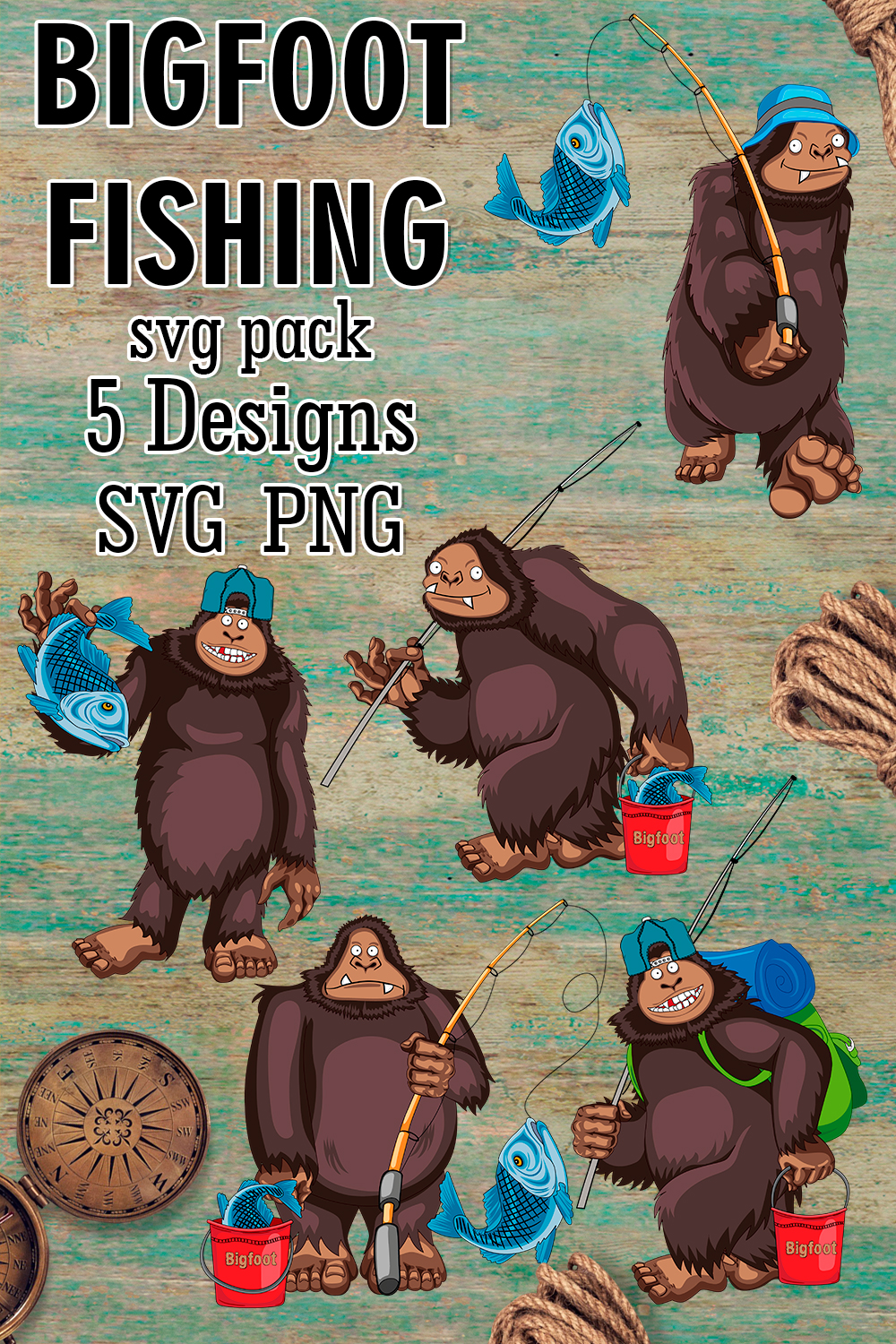 Bigfoot Fishing Svg - Pinterest.