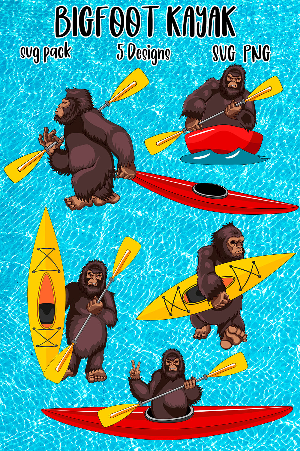 Bigfoot Kayak SVG pinterest image preview.