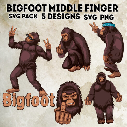 Bigfoot middle finger svg pack.
