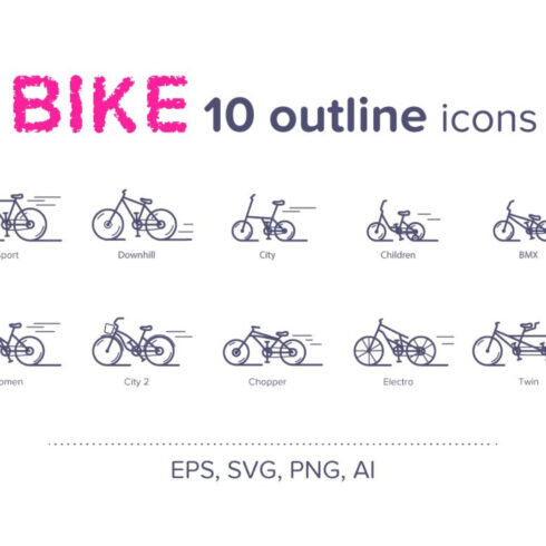 Bike (10 Outline Icons).