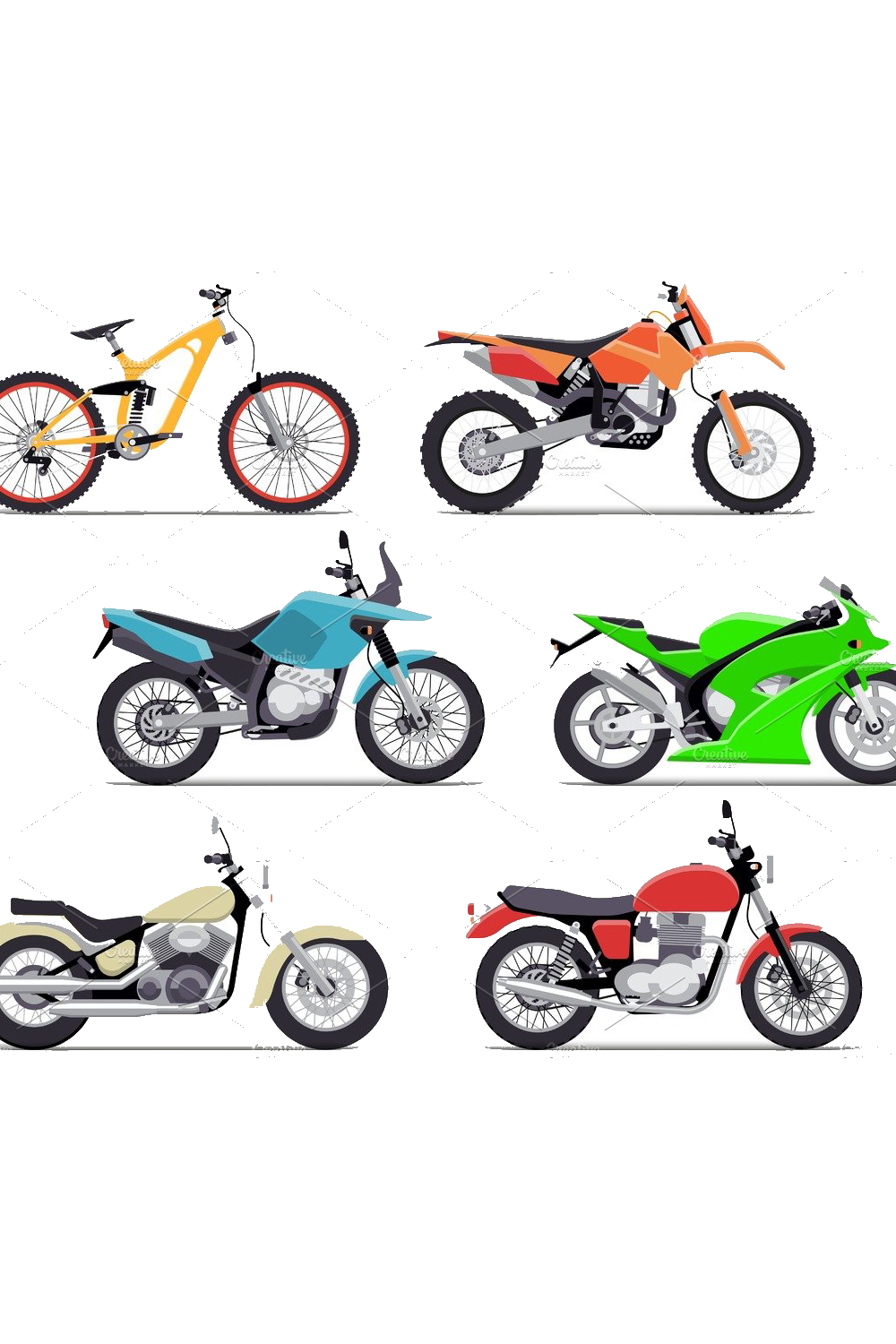 bike and motorbike flat vector illustration set. flat vector illustration pinterest 329