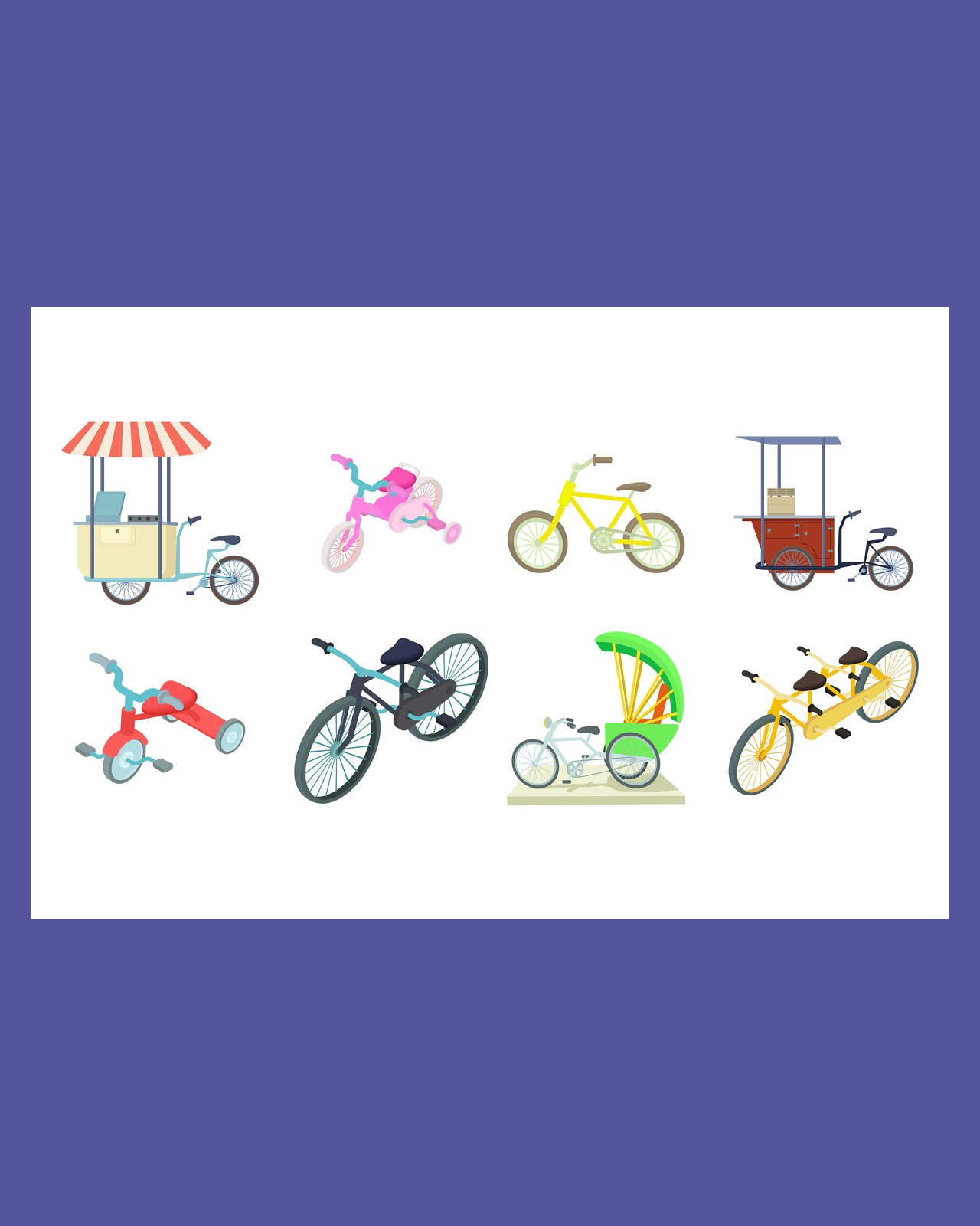 Bike icon set cartoon style pinterest image preview.