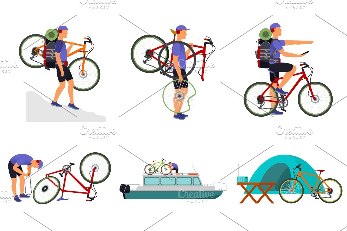 Diverse of bicycler in different conditions.