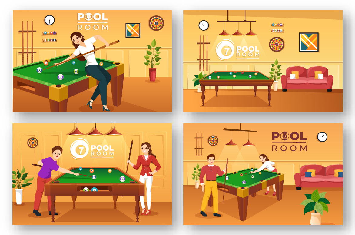 Nice billiard illustrations for some games.