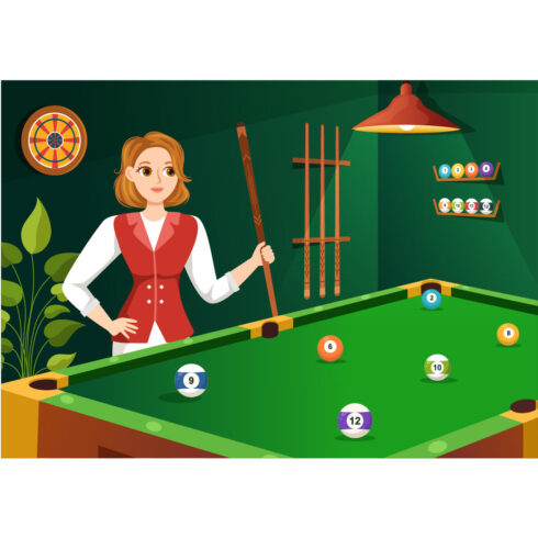 12 Billiards Game Illustration main cover.