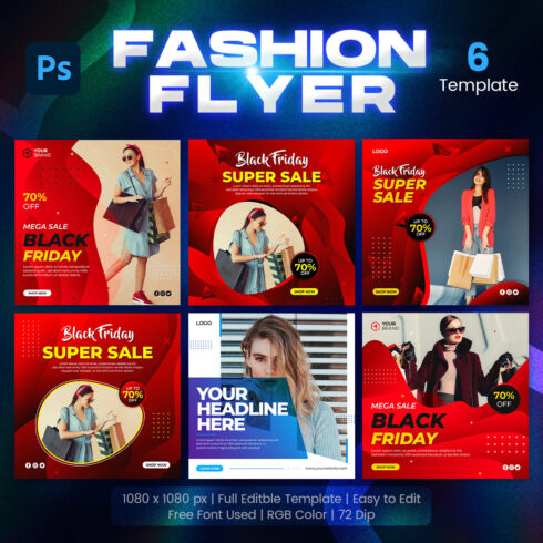 Preview image for creative Black Friday Fashion Sale Instagram Banner Templates.