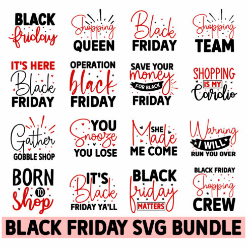A pack of unique images for prints on the theme of Black Friday