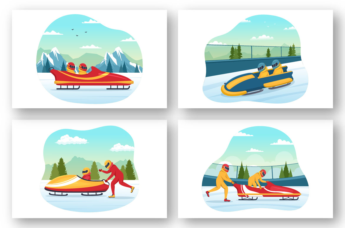 Bobsleigh illustrations in a high quality.