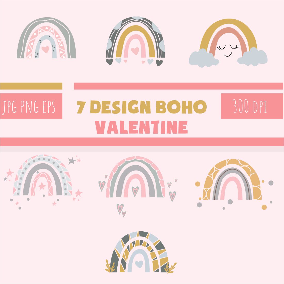 Unique Boho Valentine Bundle Design main cover.