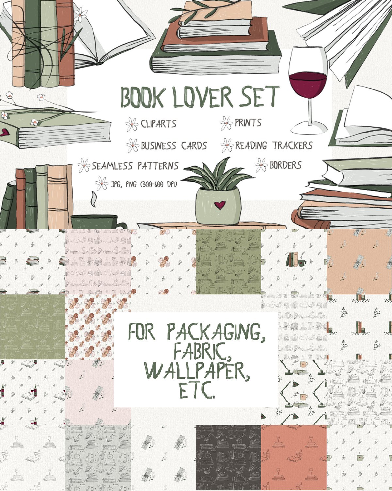 Book lover set pinterest image preview.