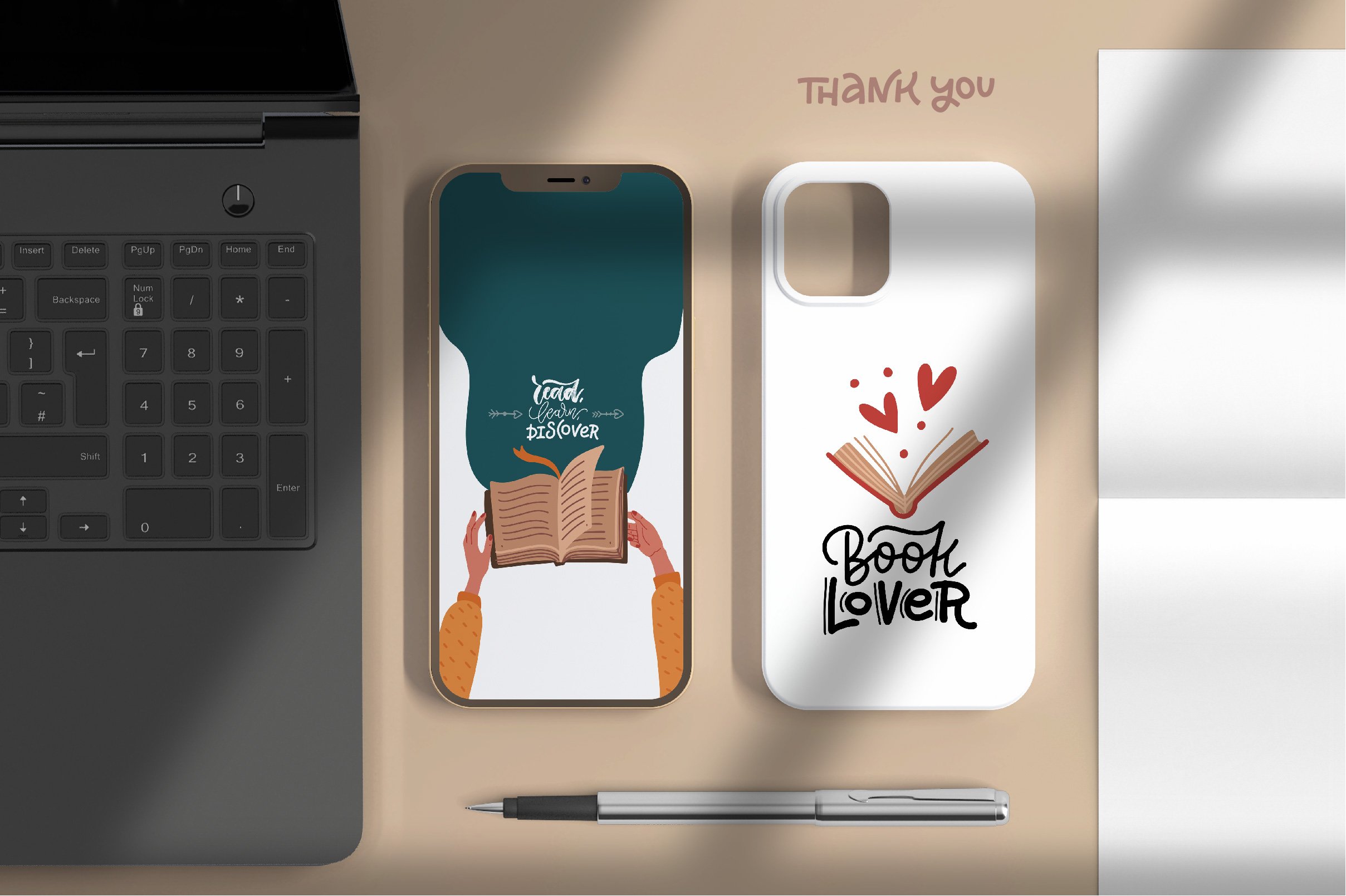 Reading Lover - Clipart & Lettering phone case preview.