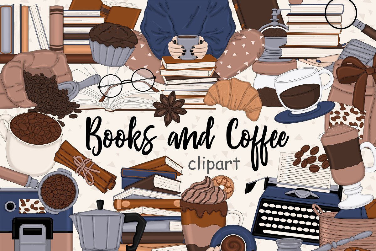 Cover image of Books and Coffee Clipart.