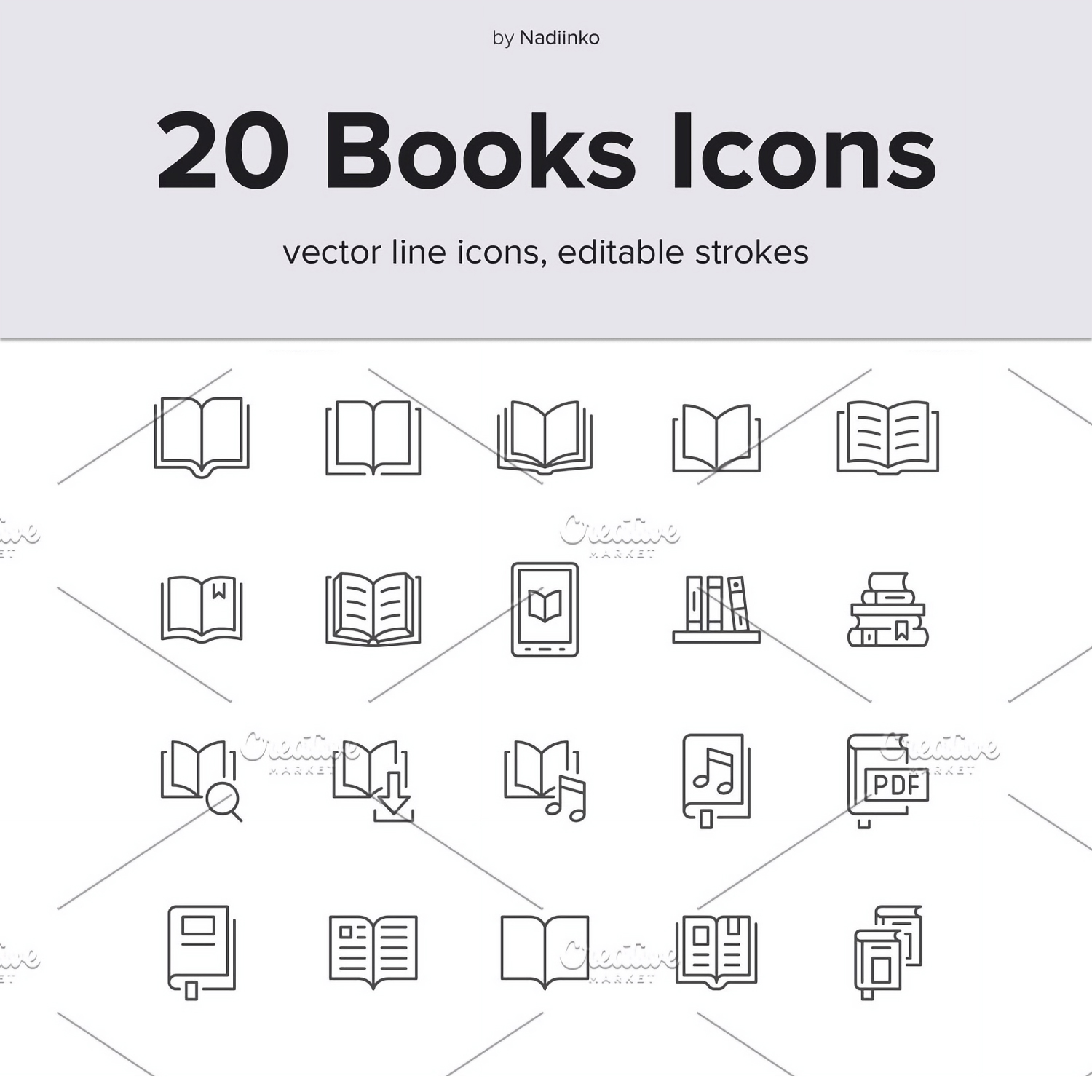 Books Line Icons Main Cover.