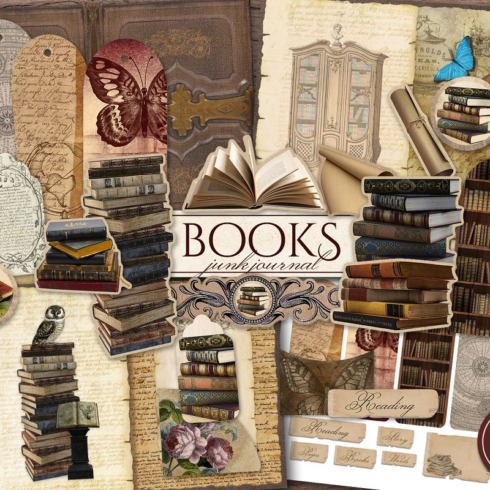 Books scrapbooking kit main image preview.