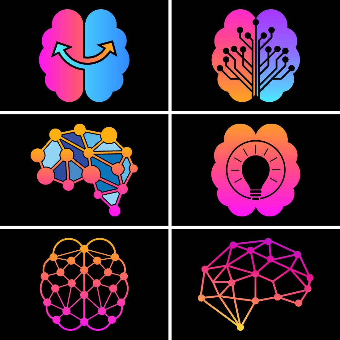 Set Abstract Human Brain Logo Design Graphic by kidsidestudio · Creative  Fabrica