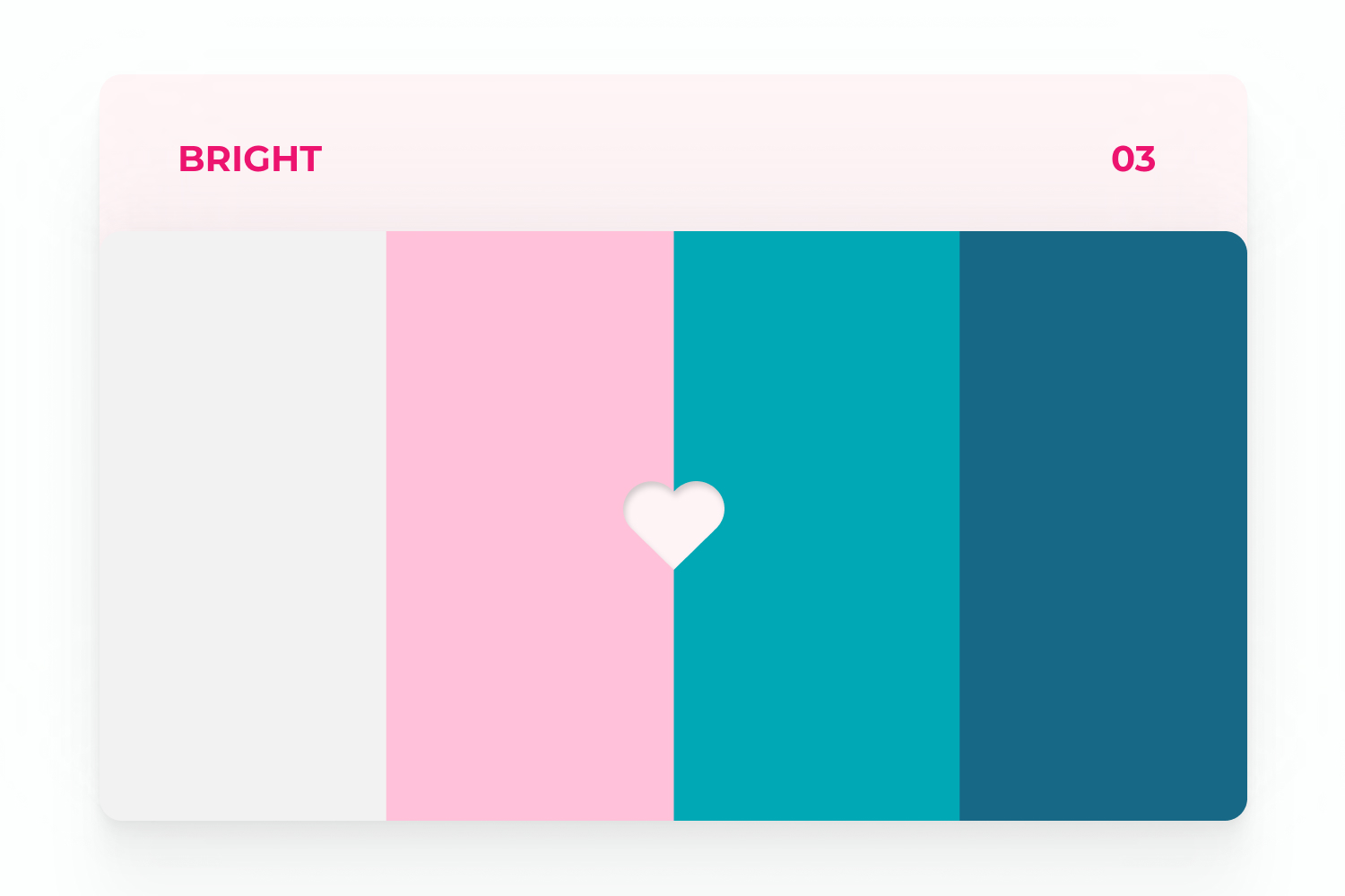 Bright valentine s day color palette grey, pink, green, blue.