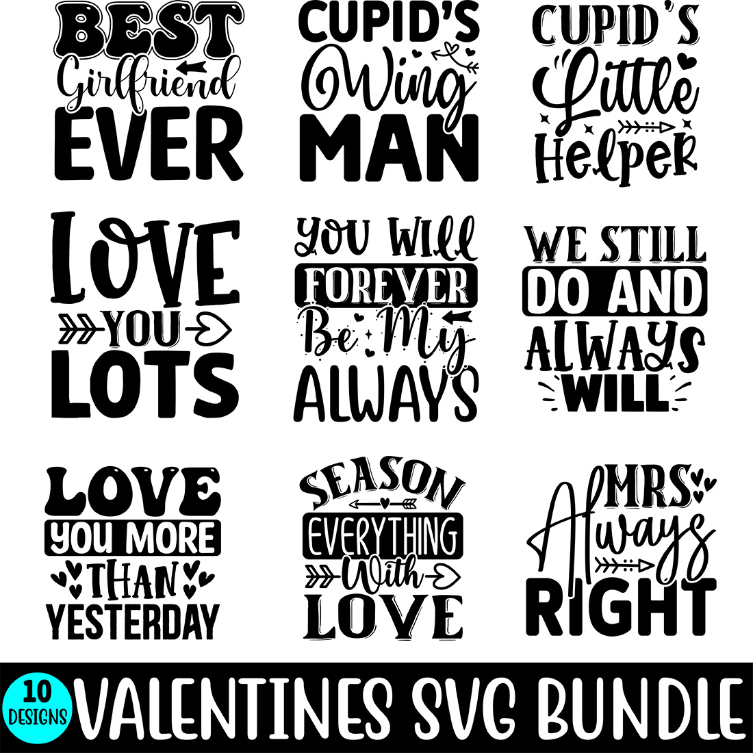 Quotes Valentines SVG Bundle Design cover image.