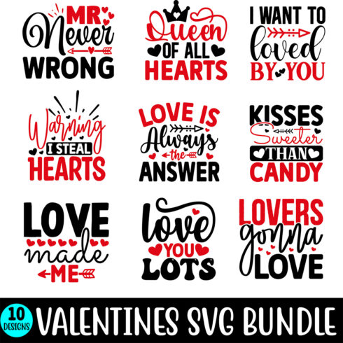 Valentines T-shirt SVG Bundle preview.