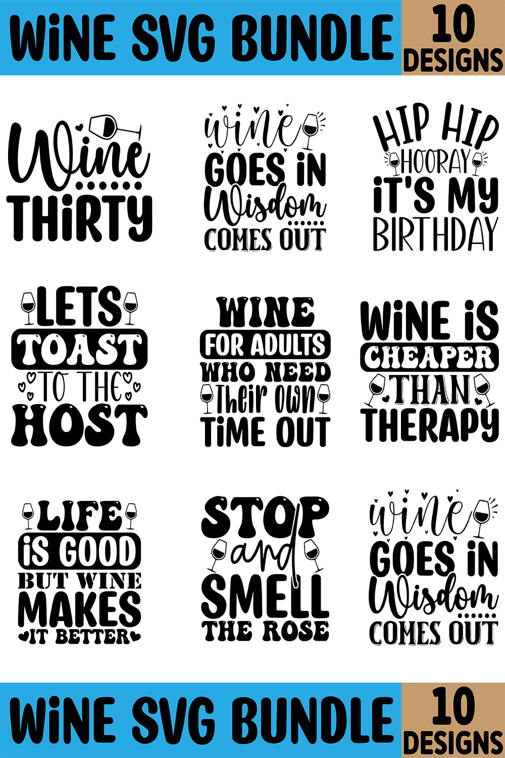 Wine SVG Bundle pinterest preview image.