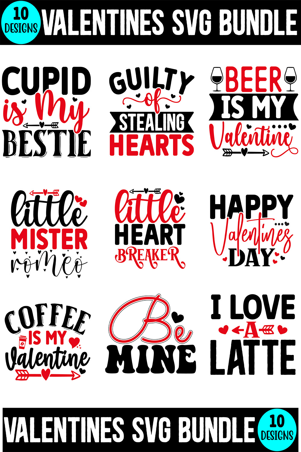 Valentines SVG Bundle pinterest image.