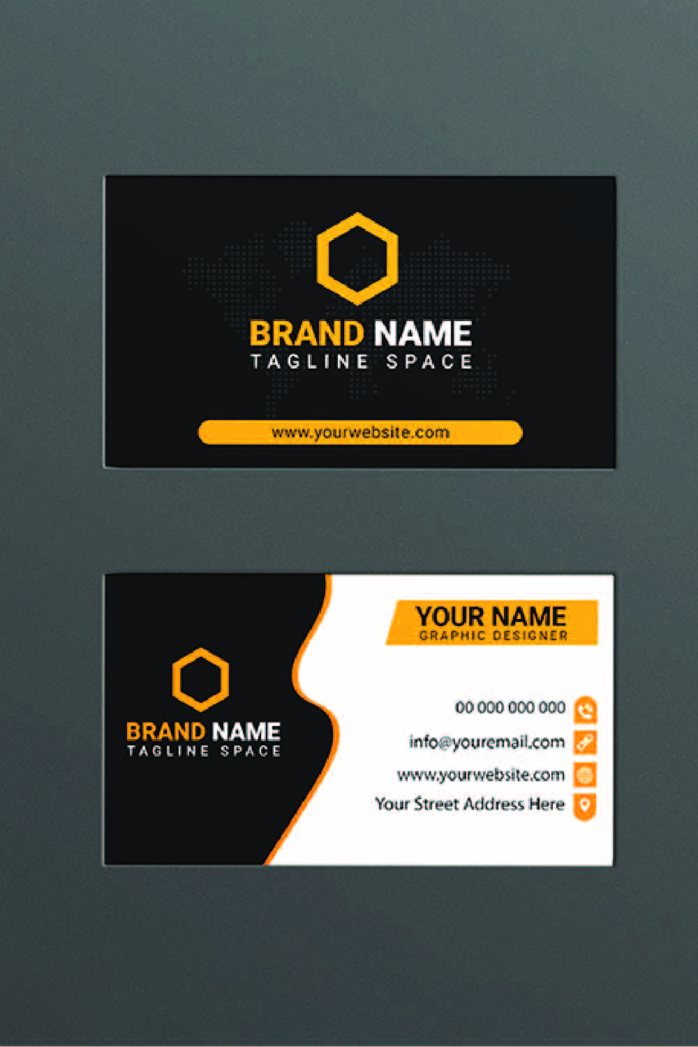 Corporate Yellow and Dark Modern Business Card Design pinterest image.