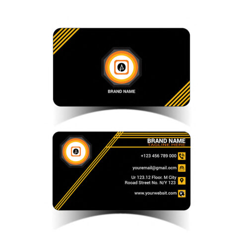 Creative Dark and Yellow Business Card Design Template.