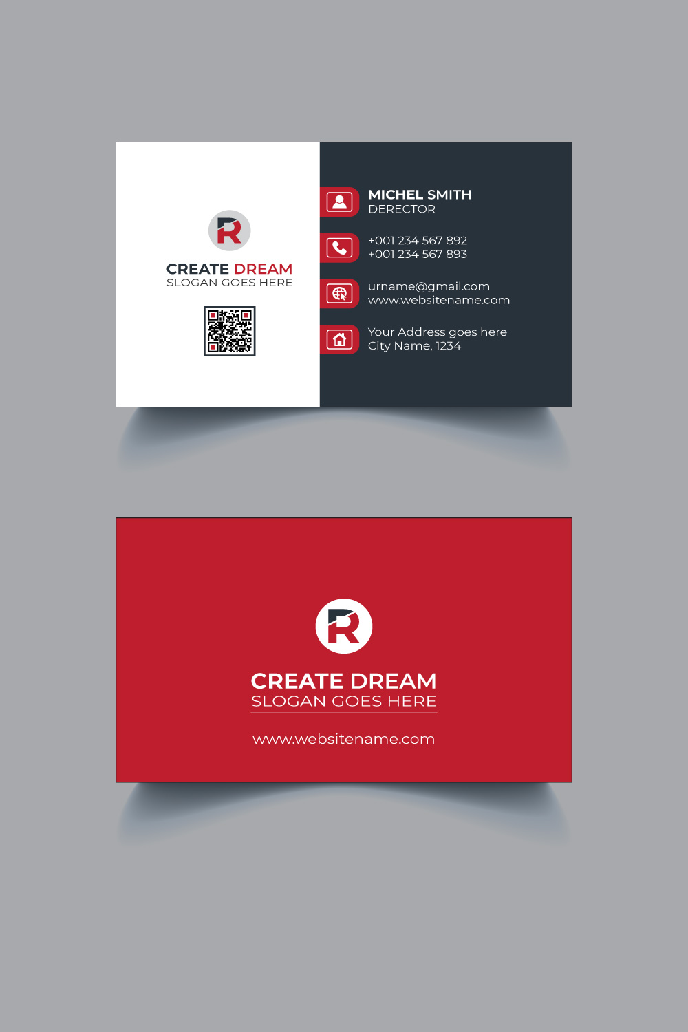 Creative Business Card Template Design pinterest preview image.